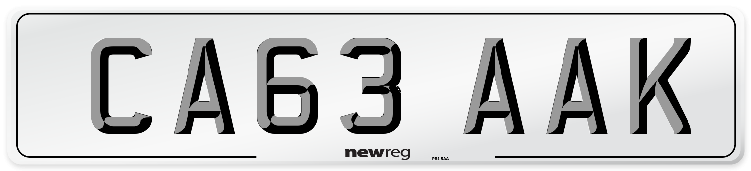CA63 AAK Number Plate from New Reg